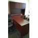 Mahogany 72 x 60 L Suite Desk with Enclosed Overhead